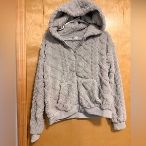 Madden Girl Cozy Gray Fleece Hoodie